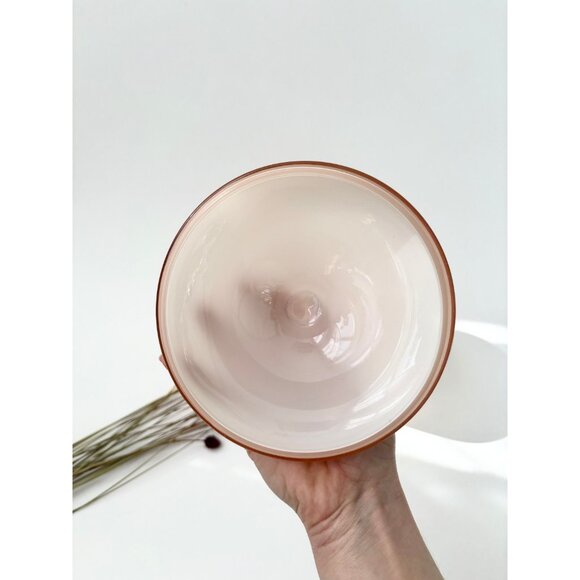 Vintage MCM Empoli Dusty Rose Pink Lidded Wide Glass Jar / Compote Dish - Picture 3 of 10